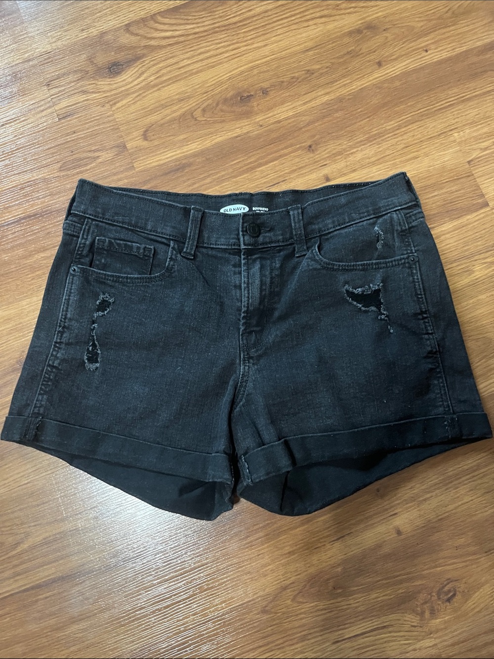 Old Navy Black Distressed Cuffed Denim Shorts